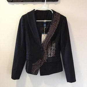 Embroidered Wool Blazer